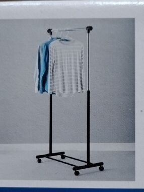 Simply Essential Clothes Rack Single Bar With Wheels Never Opened Box